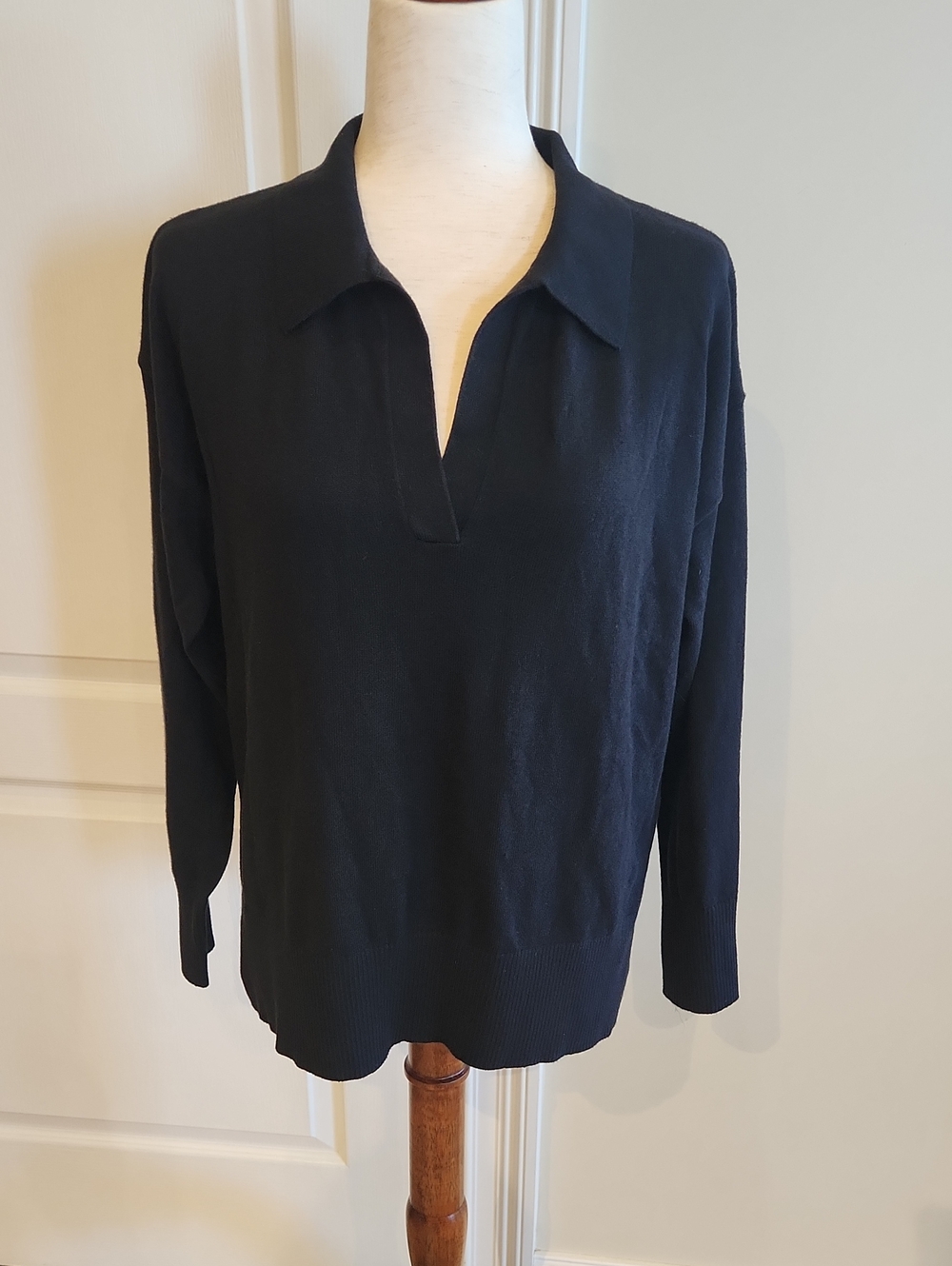 New With Tags L.L. Bean Cotoon/Cashmere Sweater/Polo Black Medium